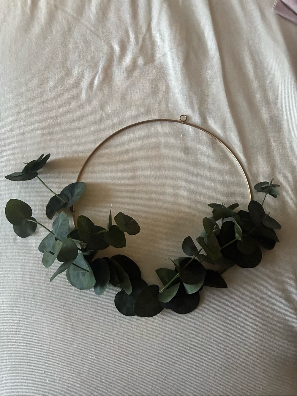 Threshold Gold Hoop/Wreath with Green Eucalyptus Leaves